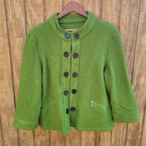 LAL 100% Wool Green Hook & Eye Closure Coat Womens Size XL